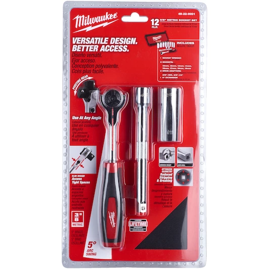 MILWAUKEE TRADESMAN 3/8  RATCHET SET - 12PCS - DISPLAY