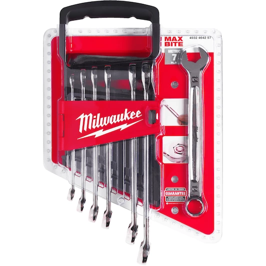 MILWAUKEE 7PC METRIC COMB. SPANNER SET - DISPLAY