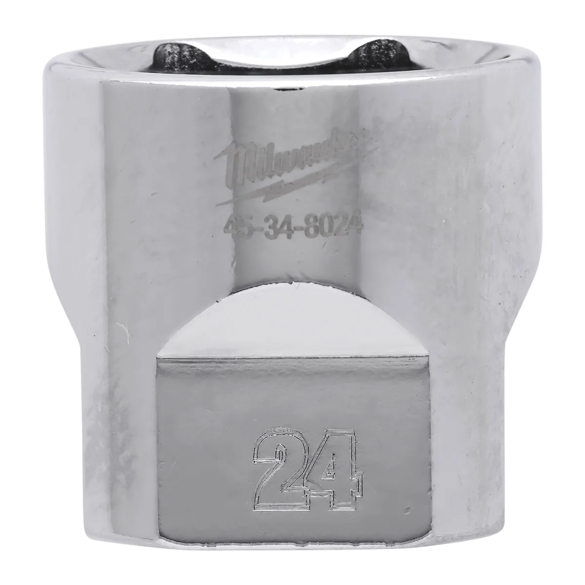MILWAUKEE 3/8 DRIVE CHROME SOCKET WITH FOUR FLAT SIDES, METRIC STANDARD | 24 MM - DISPLAY