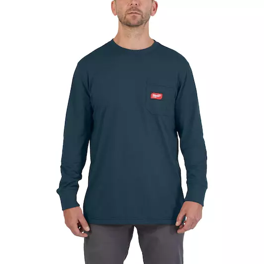 MILWAUKEE WORK T-SHIRT LONG SLEEVE | BLUE, XXL - DISPLAY