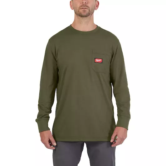 MILWAUKEE WORK T-SHIRT LONG SLEEVE | GREEN, SMALL - DISPLAY
