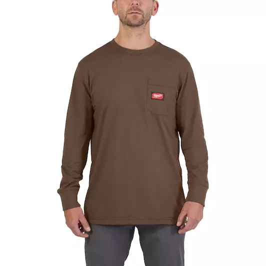 MILWAUKEE WORK T-SHIRT LONG SLEEVE | BROWN, XL - DISPLAY